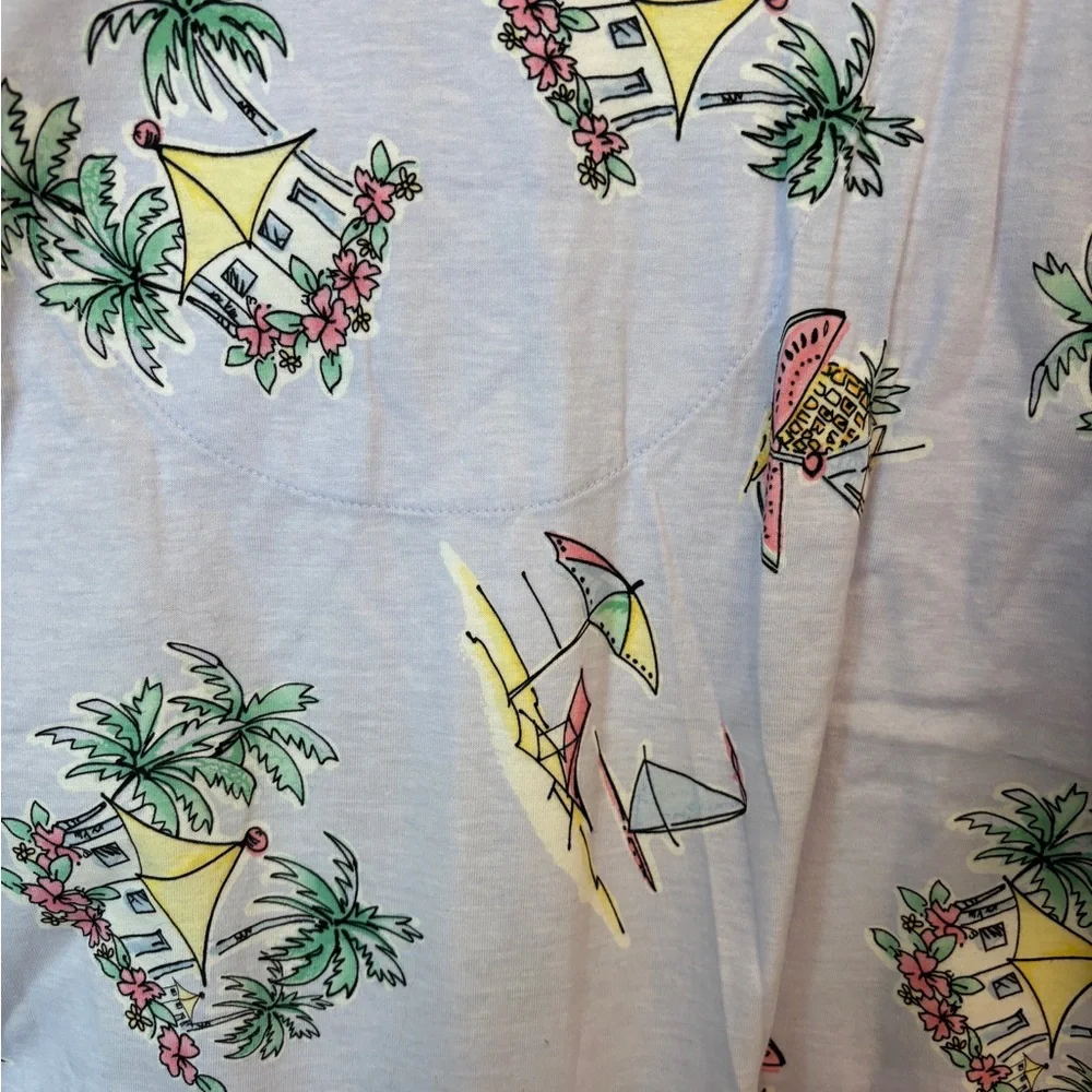 Lavender Beach Print 100% Cotton T-Shirt Nightgown in Women’s Large/XL NWT